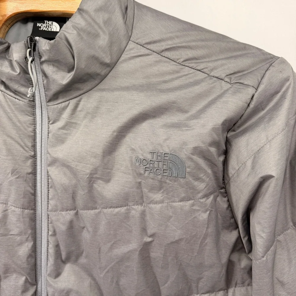 The North Face Puffer Jacket Men XXL Grey Quilted Insulated Full Zip Mock Neck